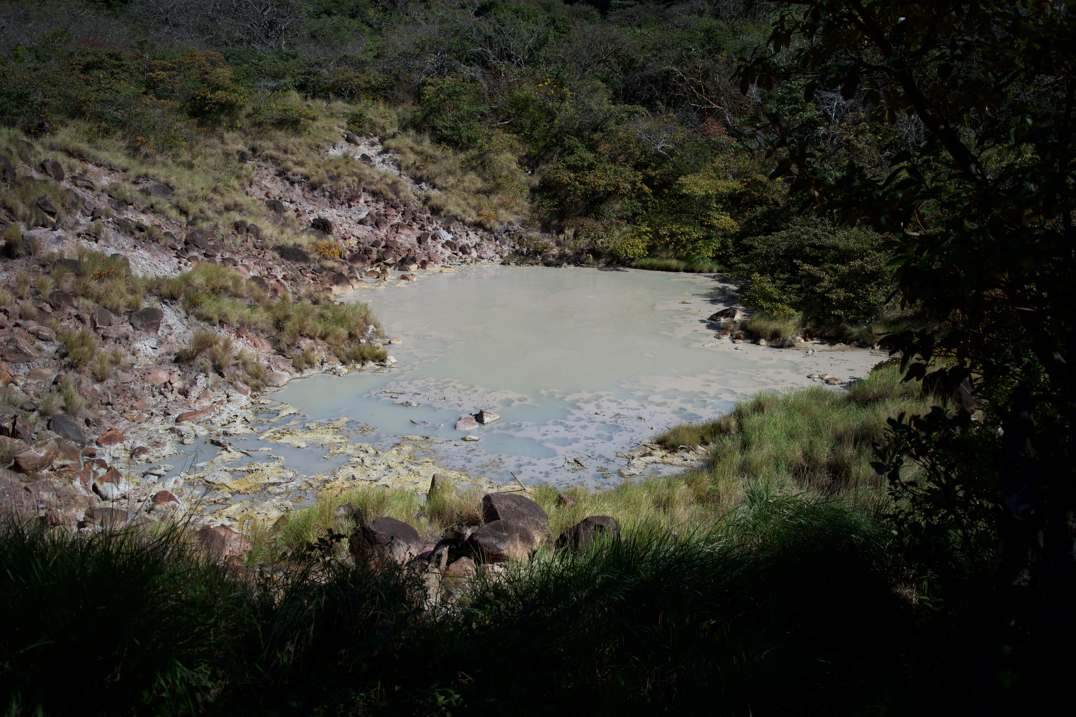 Mud pools on the side of a volcanoe