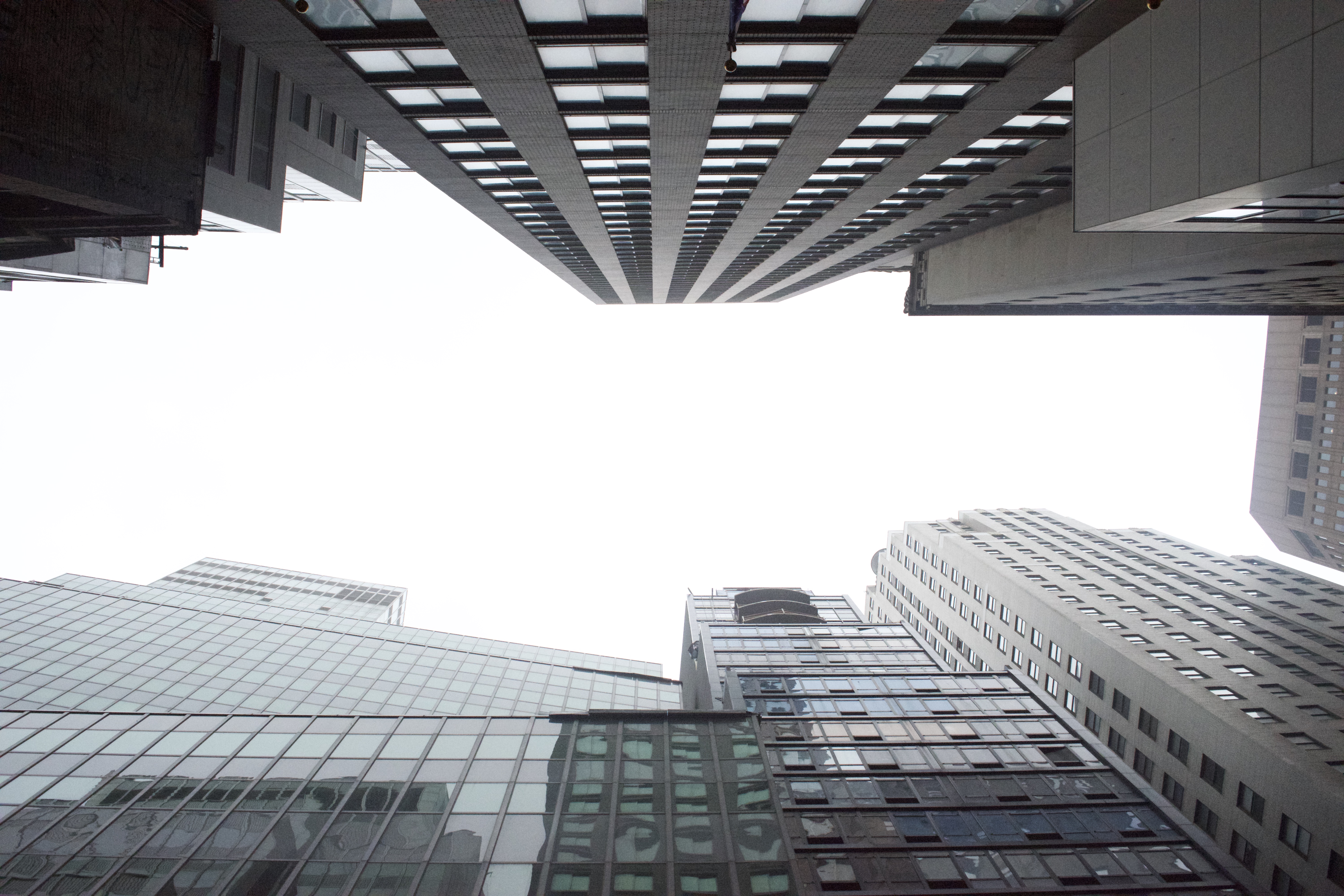 Upwards image of tall buildings in New York City