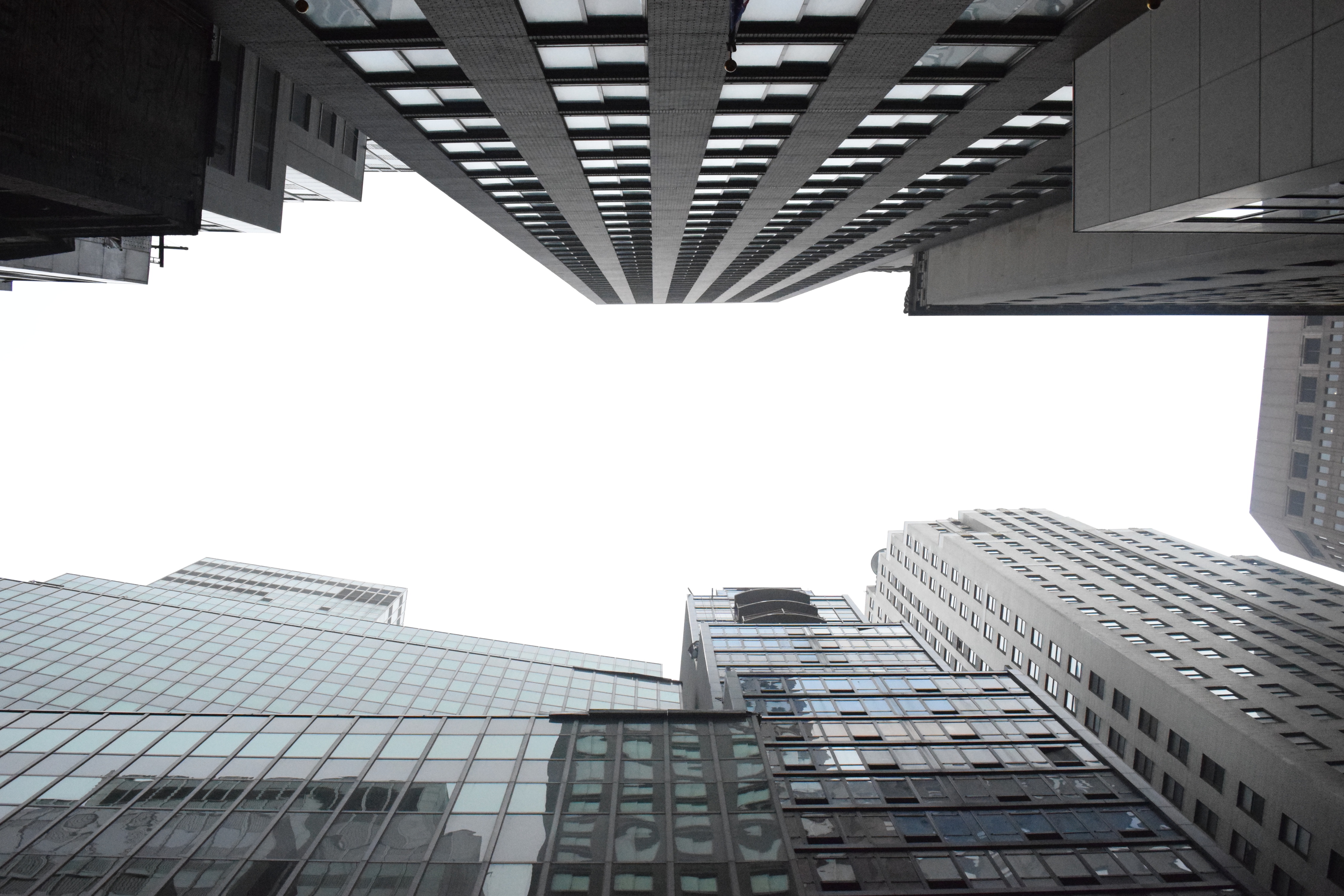 Looking up with skyscrapers surrounding your view